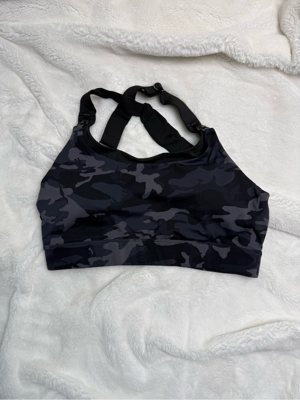 Sweat and Milk Venice High-Impact Black Gray Camo Sports Bra Medium